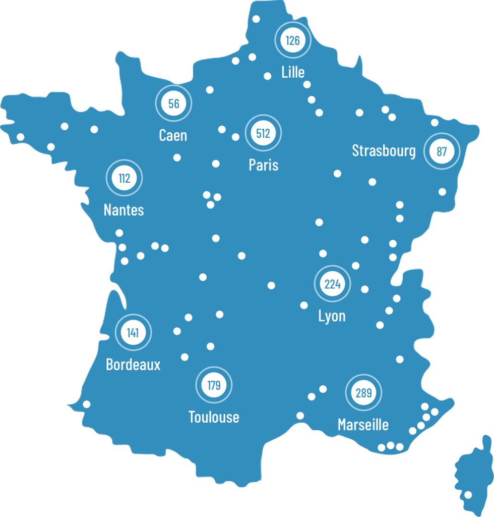Carte des implantations d'Euro Informatique