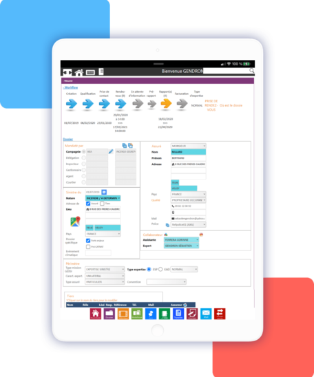 Application sur tablette pour expert en assurance