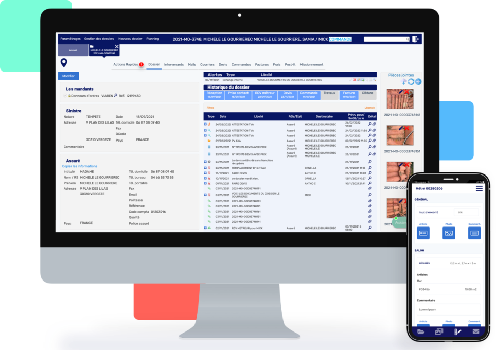 Mockup d'iREN, logiciel pour les sociétés d'intervention après sinistre